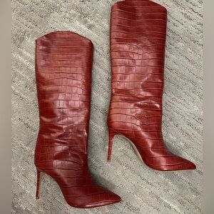 Schutz Maryana boot - Maroon Crocodile embossed